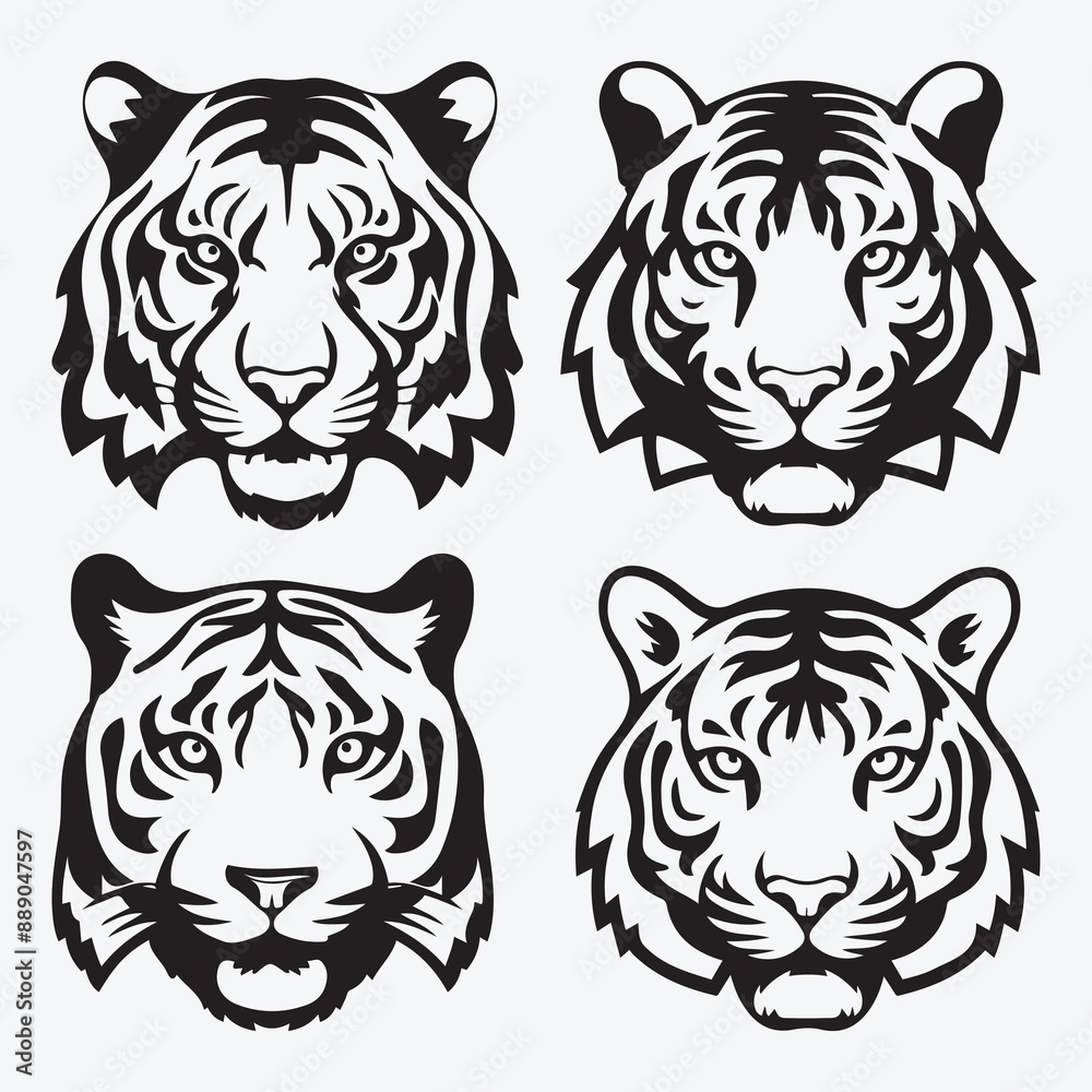 Tiger Vector Illustration Silhouette Collection Tiger Vector Illustration Silhouette Collection