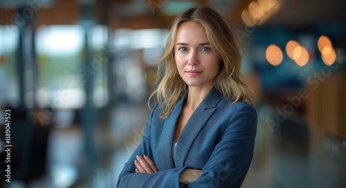 Confident Businesswoman Standing in Office Building