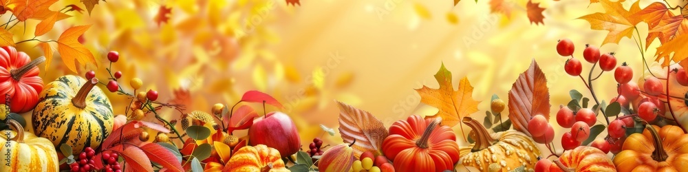 Abstract Autumn Background with Red and Yellow Maple Leaves for October, Halloween, and Year-End Event Web Banner Design. Soft Focus Light and Bokeh Background Depicting Seasonal Changes, AI-Generated Abstract Autumn Background with Red and Yellow Maple Leaves for October, Halloween, and Year-End Event Web Banner Design. Soft Focus Light and Bokeh Background Depicting Seasonal Changes, AI-Generated