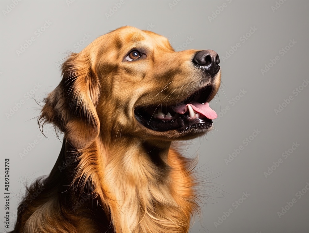 Golden Retriever Looking Up with Happy Expression Golden Retriever Looking Up with Happy Expression