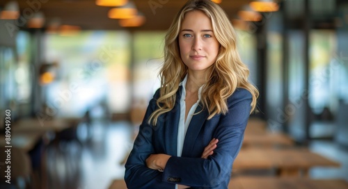 Confident Businesswoman Standing in Office Building