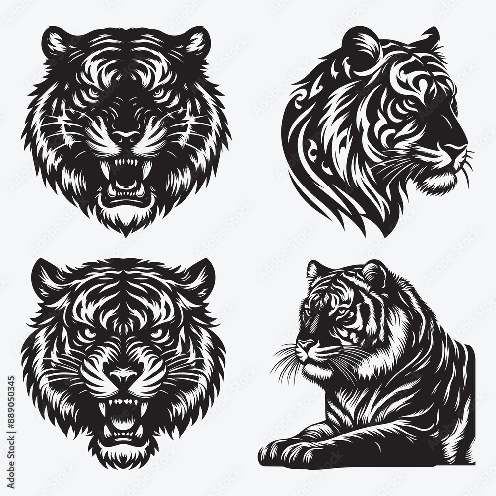 Tiger Vector Illustration Silhouette Collection