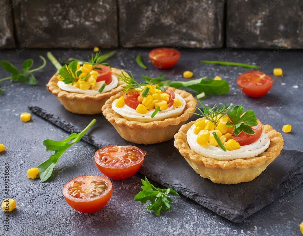 Tartelettes mit Tomaten und Mais Tartelettes mit Tomaten und Mais