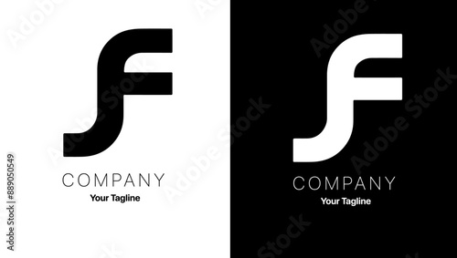 letter f logo for company with tagline