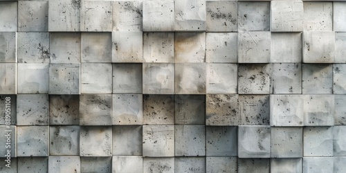 Textured Concrete Wall With Cubic Pattern