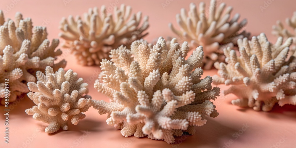 Beach and Ocean Concept Background, A group of white coral with a pink background Beach and Ocean Concept Background, A group of white coral with a pink background