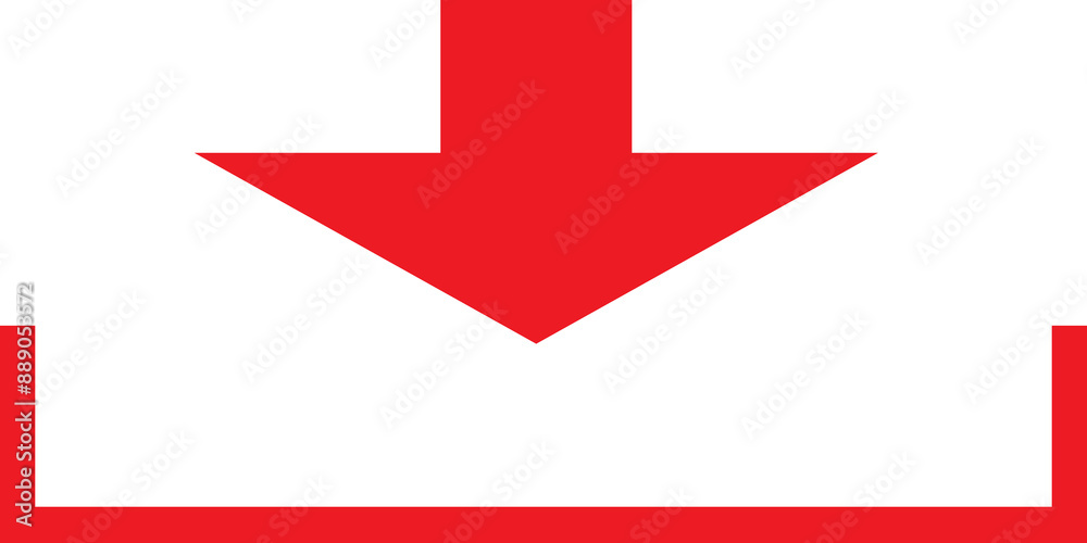 Red download symbol icon. Red line drawing on transparent background PNG with isolated. Red download symbol icon. Red line drawing on transparent background PNG with isolated.