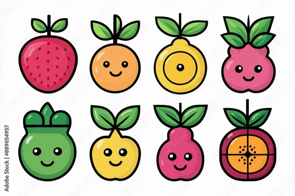 A set of cartoon fruits, fruits set A set of cartoon fruits, fruits set