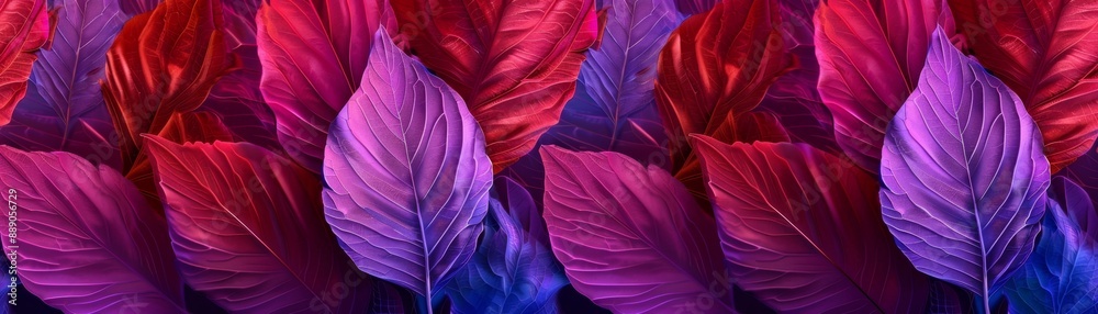 Vibrant Neon Blossoms - Abstract Digital Art of Red and Pink Flowers in Seamless Design