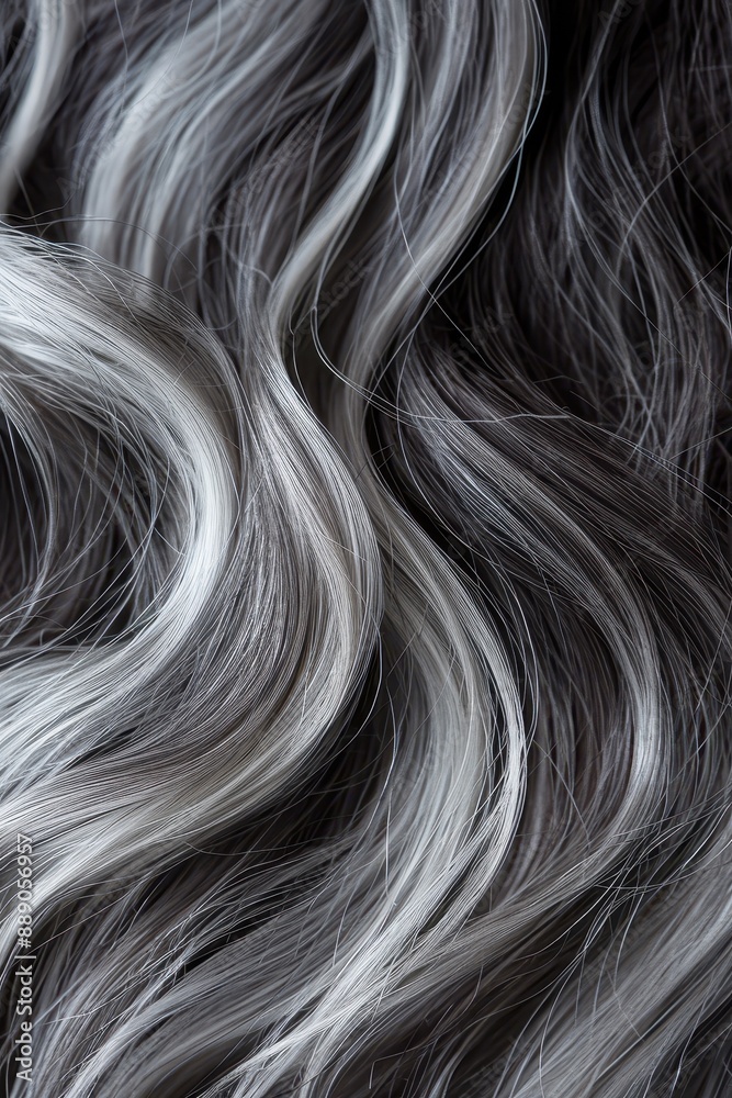 Naklejka premium A row of hair with different colors and textures. The hair is long and flowing, with some sections being darker and others lighter. Concept of diversity and individuality
