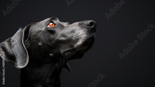 Wallpaper Mural Black Weimaraner dog in profile with orange eyes, dark background,  Torontodigital.ca