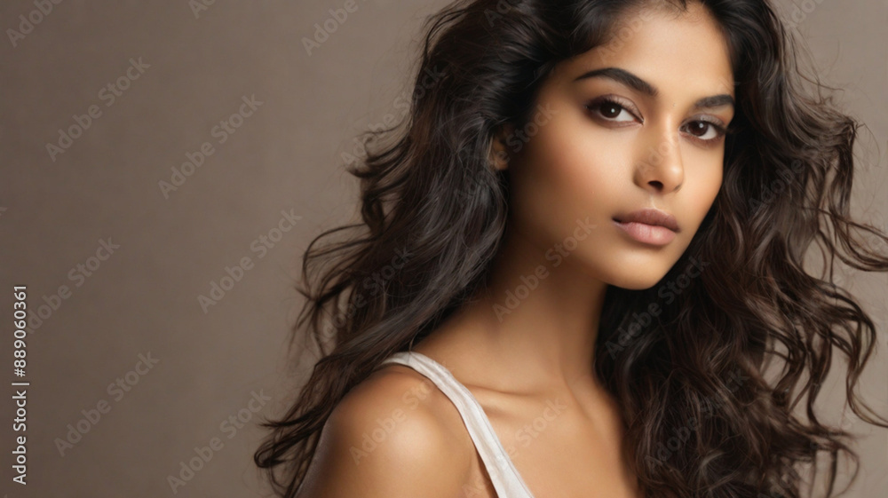 Close up portrait of beautiful Indian female model in 20s with perfect glowy skin Close up portrait of beautiful Indian female model in 20s with perfect glowy skin
