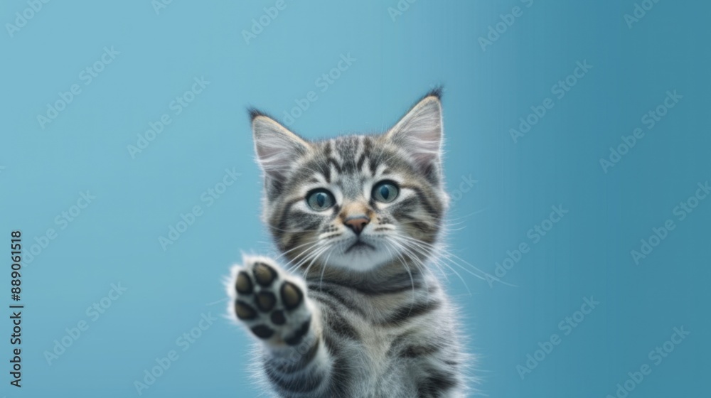 Obraz premium Cute Kitten Reaching Out with Paw