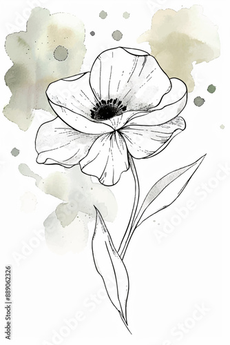 Vector hand drawn abstract watercolor flower