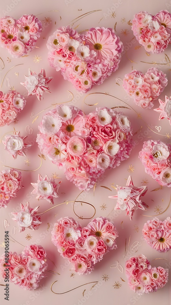 Creative arrangements of pink flowers