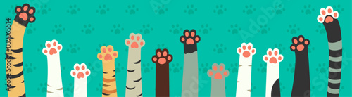 Cat paws. Cute animal footprints.