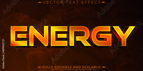 Power text effect, editable vigor and vitality customizable font style