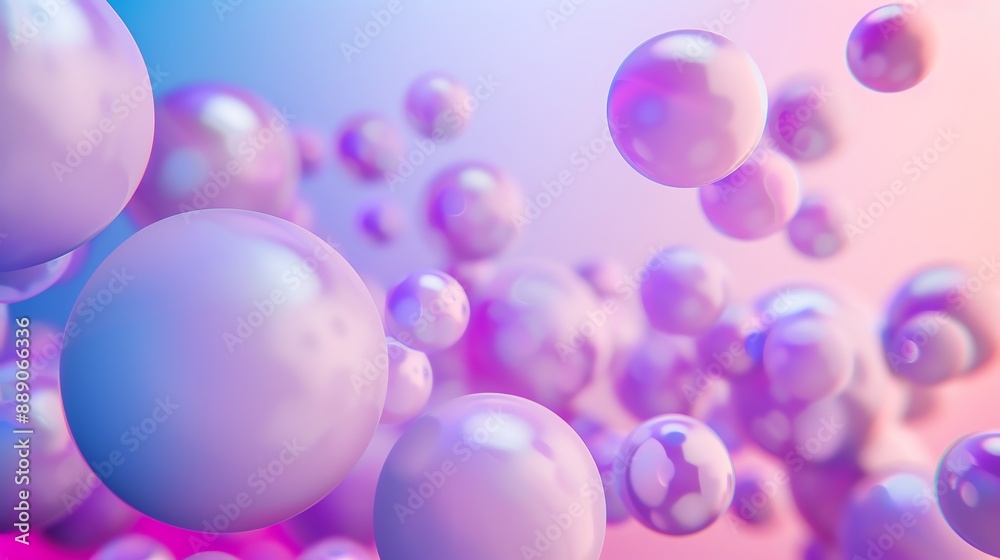 A 3D render of a cluster of iridescent spheres in a purple and blue gradient. A 3D render of a cluster of iridescent spheres in a purple and blue gradient.