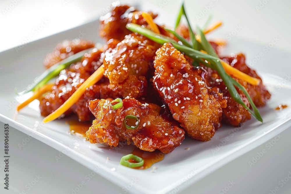 A plate of fried chicken with a side of vegetables A plate of fried chicken with a side of vegetables