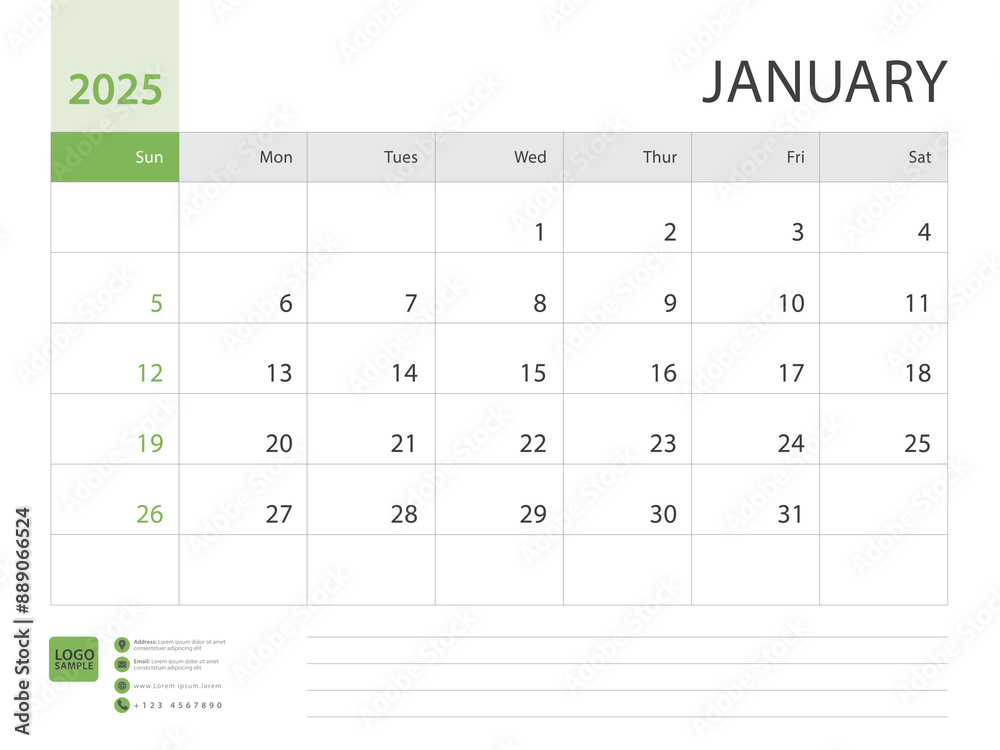 Monthly calendar template for 2025 year, January design, Planner, Desk calendar 2025 design, Week Starts on Sunday, Wall calendar 2025 design in a minimalist style, printing media, vector eps10 Monthly calendar template for 2025 year, January design, Planner, Desk calendar 2025 design, Week Starts on Sunday, Wall calendar 2025 design in a minimalist style, printing media, vector eps10