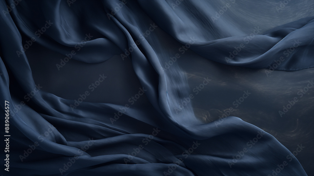 Fototapeta premium Elegant Flowing Blue Fabric Texture with Soft Folds and Drapes
