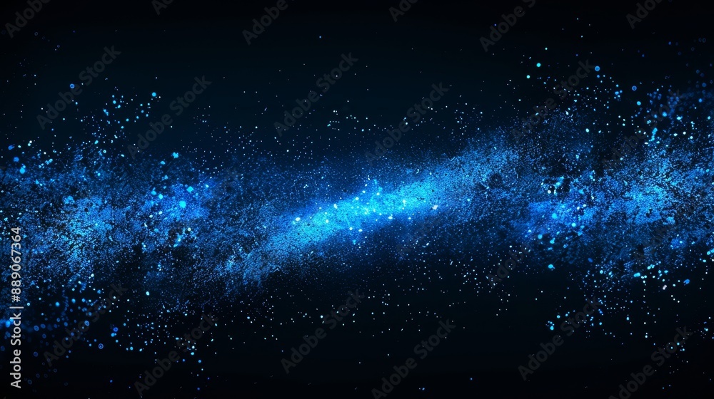 Fototapeta premium Blue Sparkles in the Dark, Abstract, Glowing, Galaxy, Cosmic