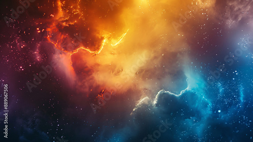 Colorful nebula background with stars and smoke. Galaxy universe