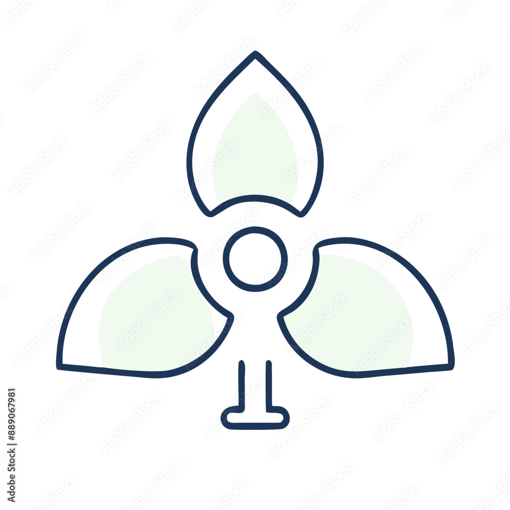 Minimalist Biohazard Icon, Blue and White, Hazard Symbol with Copy Space Minimalist Biohazard Icon, Blue and White, Hazard Symbol with Copy Space