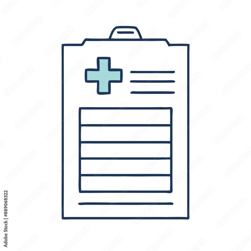 Minimalist Medical Notes Icon, Blue and White, Documentation Symbol with Copy Space Minimalist Medical Notes Icon, Blue and White, Documentation Symbol with Copy Space