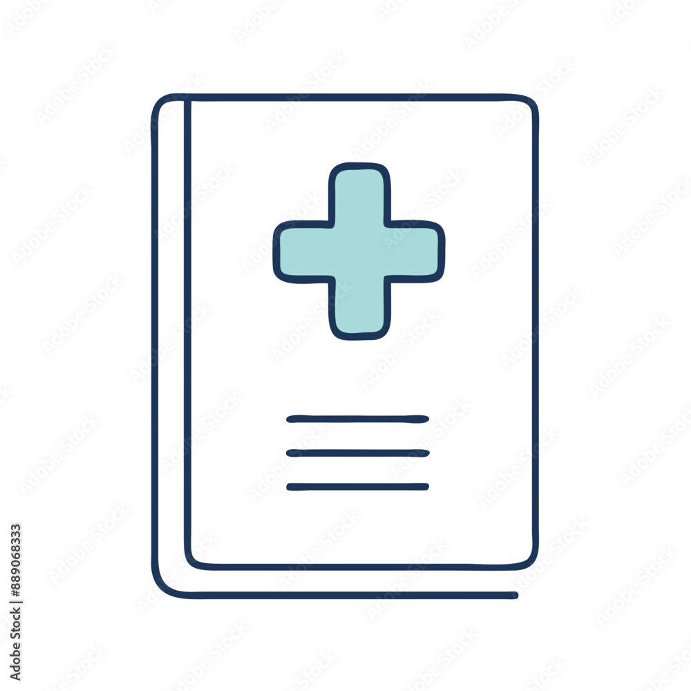 Minimalist Medical Journal Icon, Blue and White, Documentation Symbol with Copy Space Minimalist Medical Journal Icon, Blue and White, Documentation Symbol with Copy Space