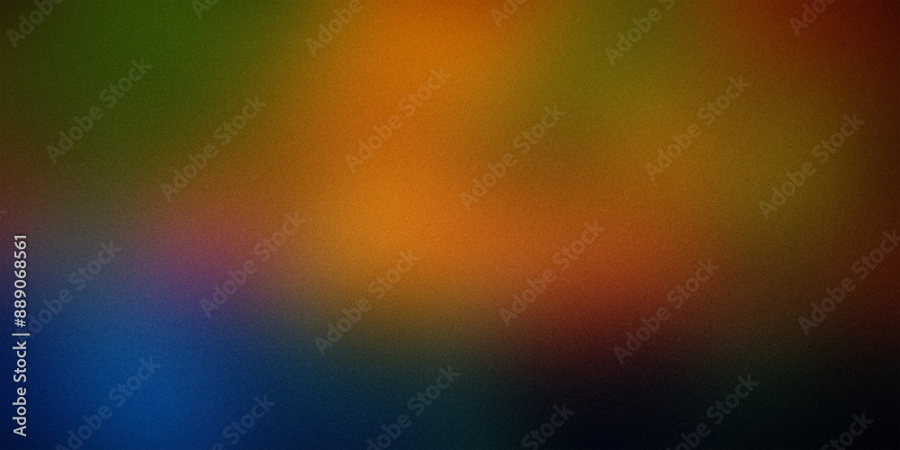 Obraz premium A vibrant and dynamic gradient background featuring a blend of green, orange, and blue tones. Ideal for adding a lively and colorful touch to any creative design project, emphasizing energy