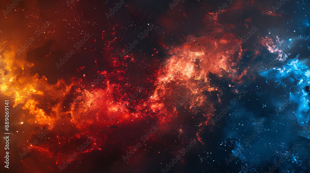 Fototapeta premium Colorful abstract space background with swirling nebulae stars. Cosmic galaxy wallpaper