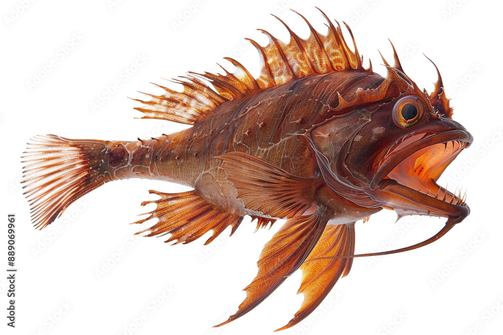 Angler fish hunting in dark depths with lure Angler fish hunting in dark depths with lure