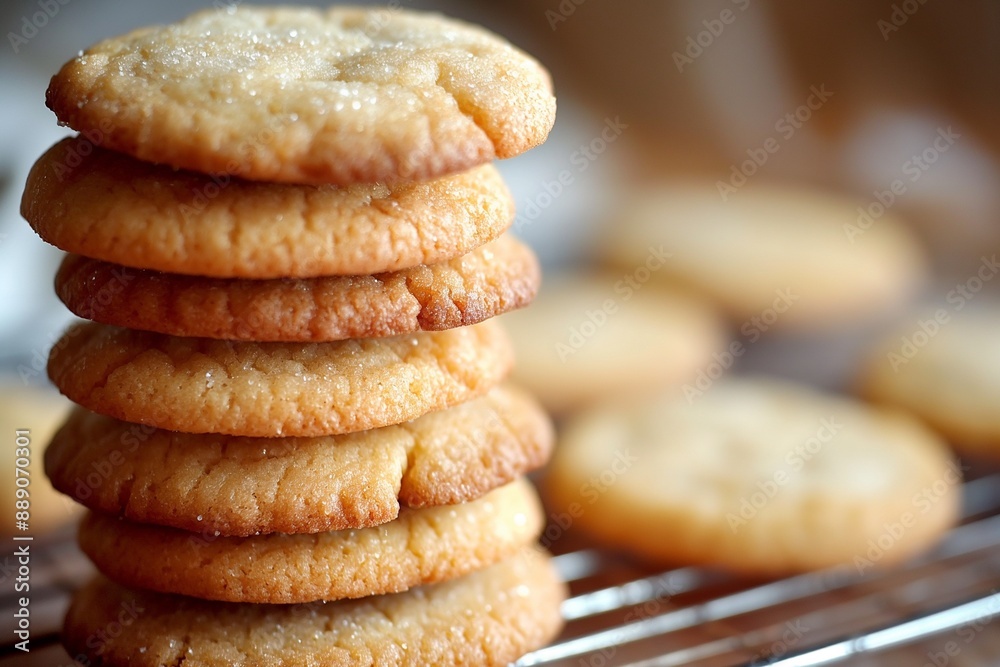 Close-up of stacked gluten-free, sugar-free cookies on a cooling rack. Ideal for healthy baking and dietary content. Close-up of stacked gluten-free, sugar-free cookies on a cooling rack. Ideal for healthy baking and dietary content.