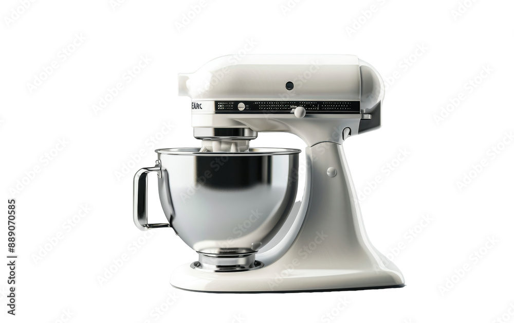 White Stand Mixer With Chrome Bowl and Attachments White Stand Mixer With Chrome Bowl and Attachments