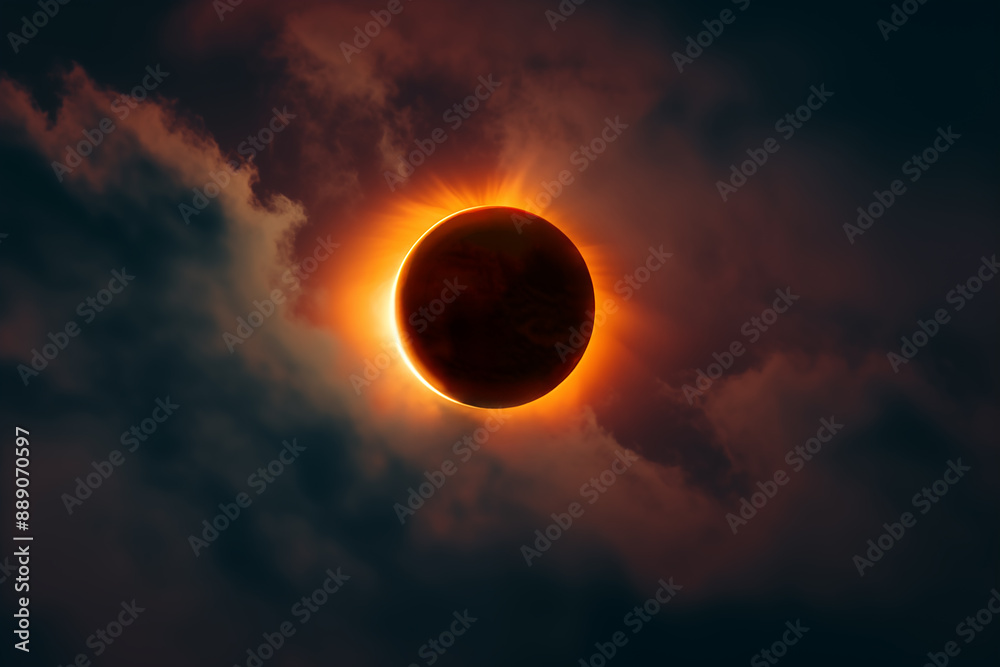 Total solar eclipse in the sky. Photo generated using AI Total solar eclipse in the sky. Photo generated using AI