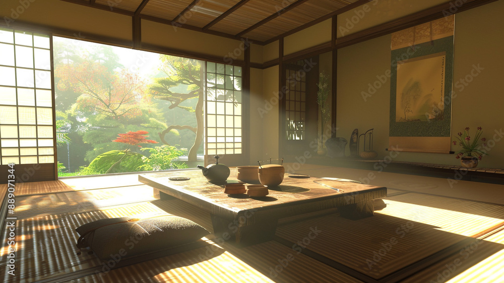 Fototapeta premium Clip art for background of Japanese-style room