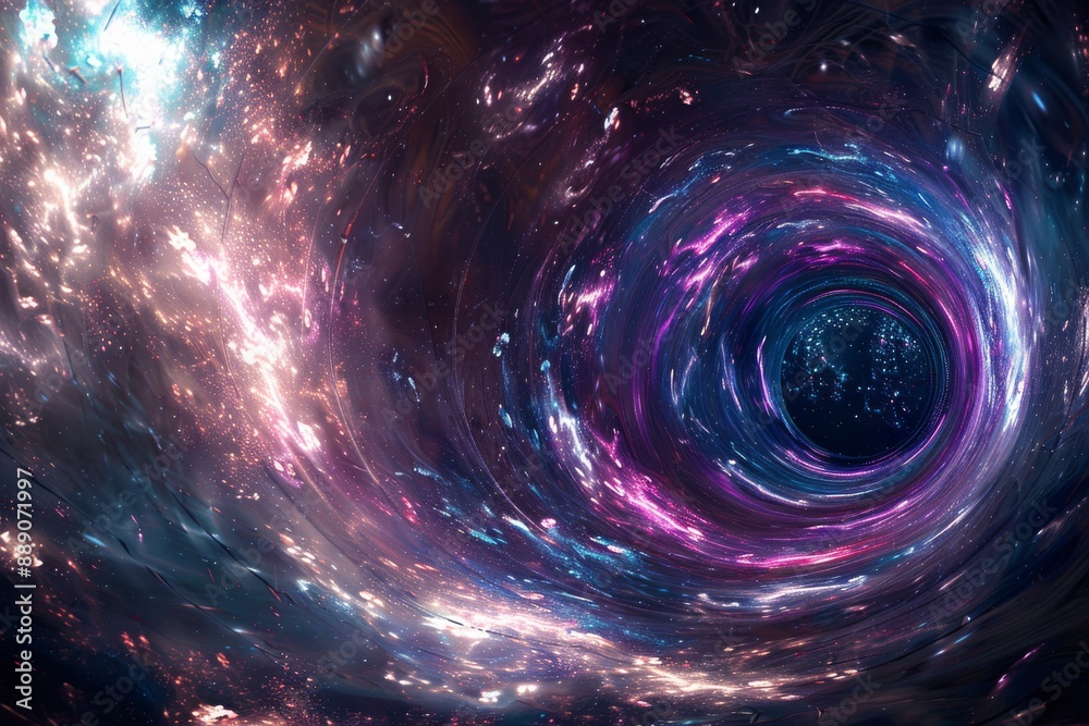 Abstract space vortex with bright glowing particles. Sci-fi and fantasy concept. Abstract space vortex with bright glowing particles. Sci-fi and fantasy concept.
