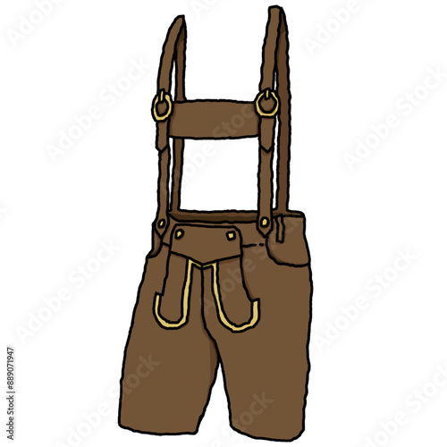 traditional bavarian clothing for men doodles vector dirndls and lederhosen illustration tracht outline colored drawing