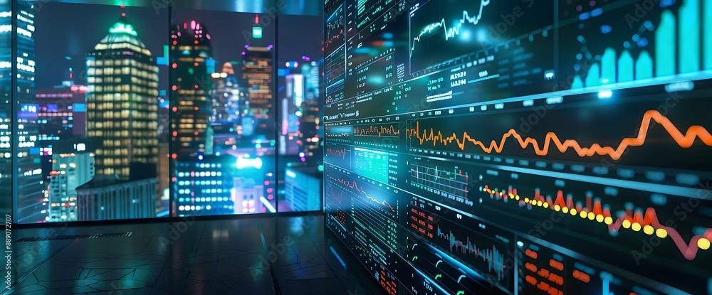 Advanced stock market interface with holographic representations of financial data enabling informed decision-making. Advanced stock market interface with holographic representations of financial data enabling informed decision-making.