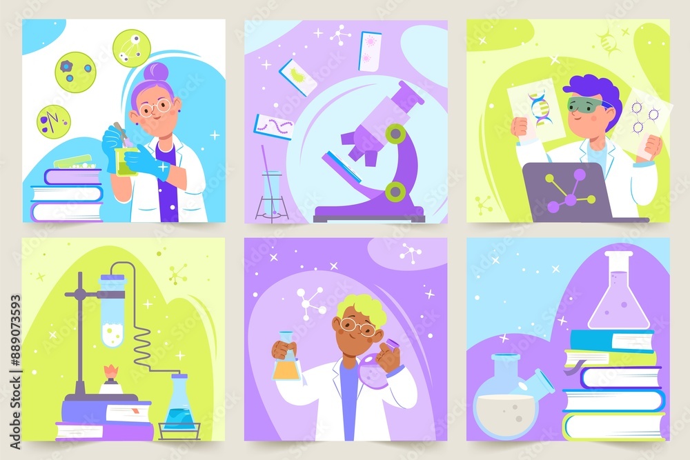 Science lab illustrations in flat design Science lab illustrations in flat design