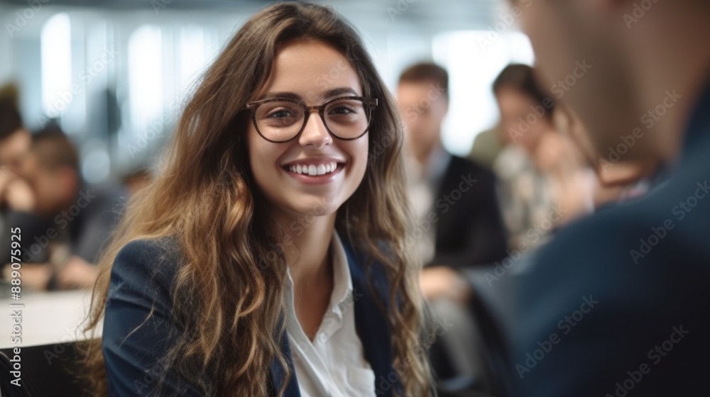 Smiling Woman in Business Meeting Smiling Woman in Business Meeting