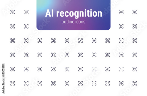 AI Recognition outline icons