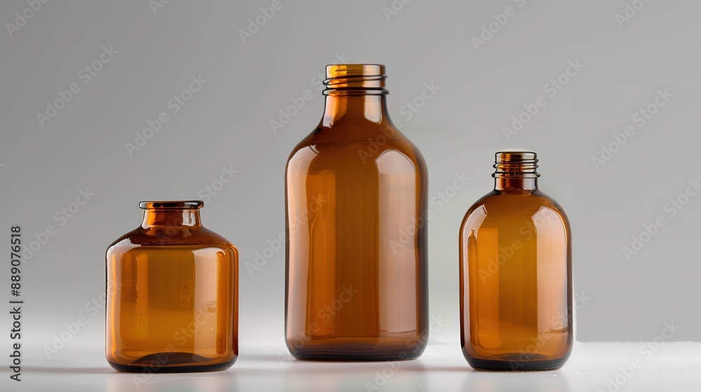 Chemical Glass Bottles on Laboratory Table Chemical Glass Bottles on Laboratory Table