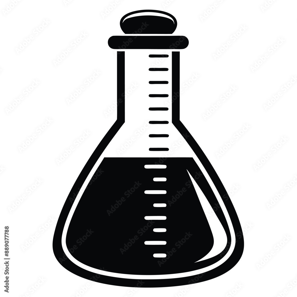 Measuring Flask Icon Silhouette Vector on White Transparent Background Measuring Flask Icon Silhouette Vector on White Transparent Background