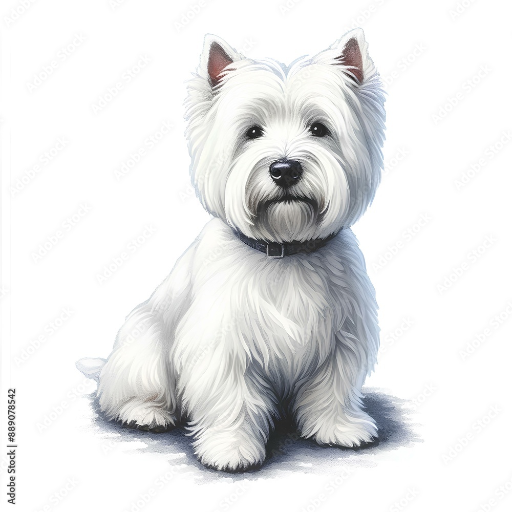 Watercolor picture of a dog west highland white terrier on white background Watercolor picture of a dog west highland white terrier on white background