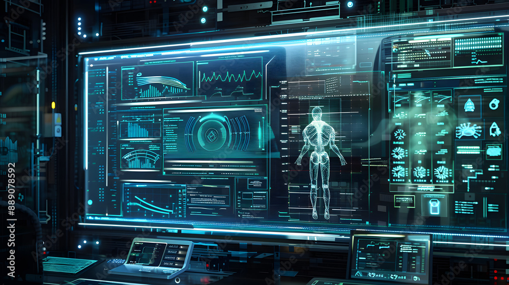 Fototapeta premium Digital interface lab testing for medical technology in innovative science and medicine. Concept Lab Testing, Digital Interface, Medical Technology, Innovative Science, Medicine design