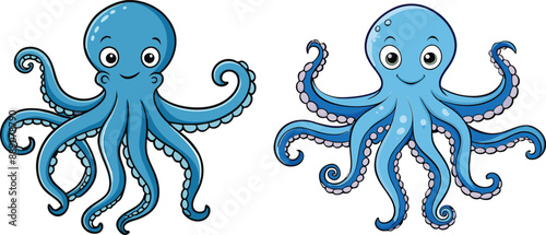  set of octopus  white background
