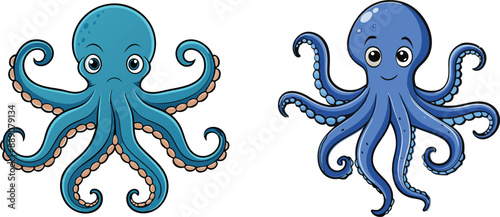  set of octopus  white background