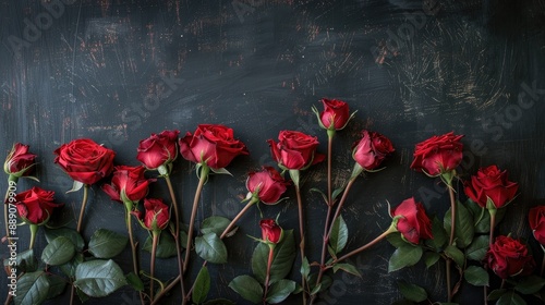 Red roses on blackboard © TheWaterMeloonProjec